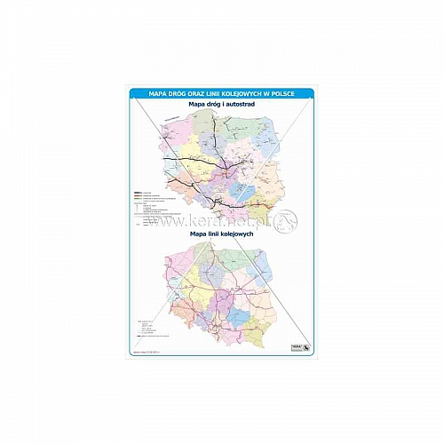 1432 Polska - Mapa dróg oraz linii kolejowych