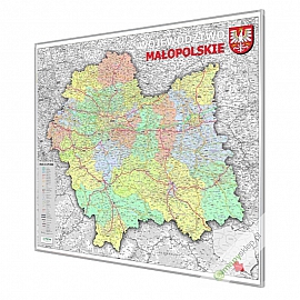 Małopolskie administracyjno-drogowa 100x86m. Mapa w ramie aluminiowej