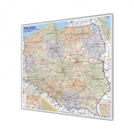 Polska administracyjno-drogowa 144x134cm. Mapa do wpinania.